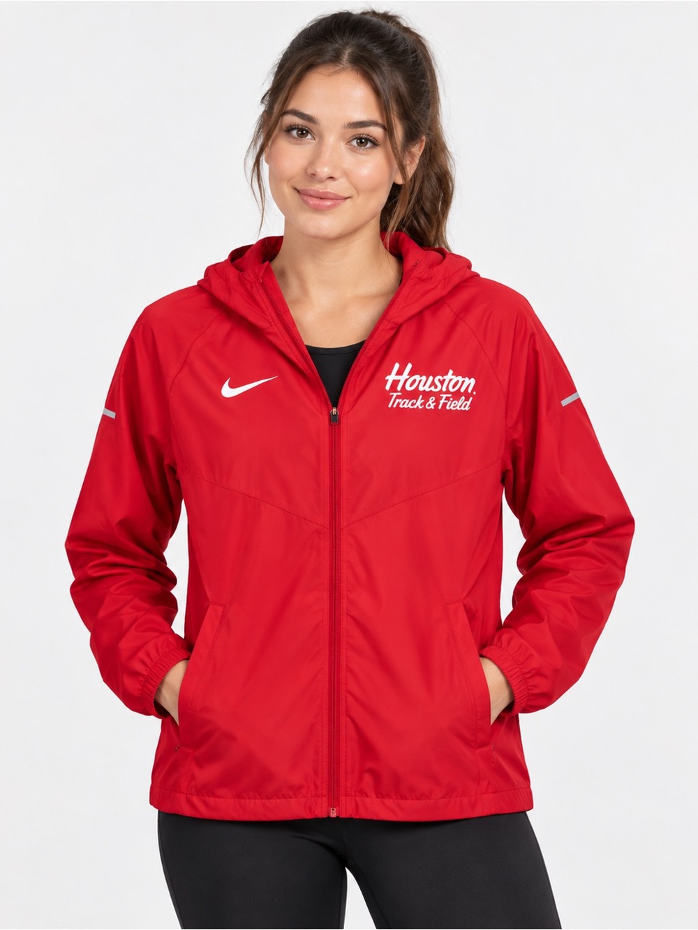 Nike Red Houston Track & Field Hooded Utility Jacket